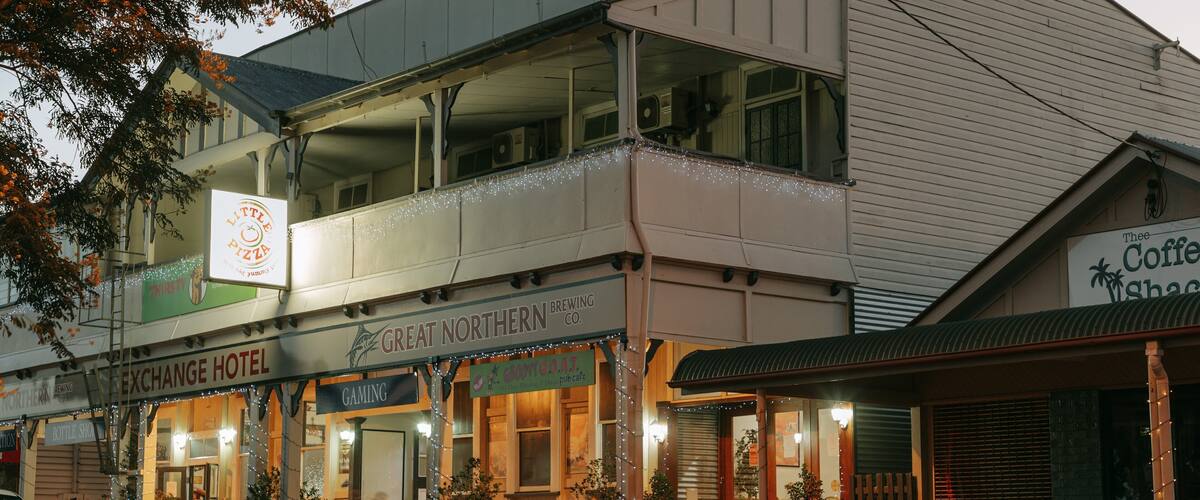 Toogoolawah showing a small town or village and night scenes