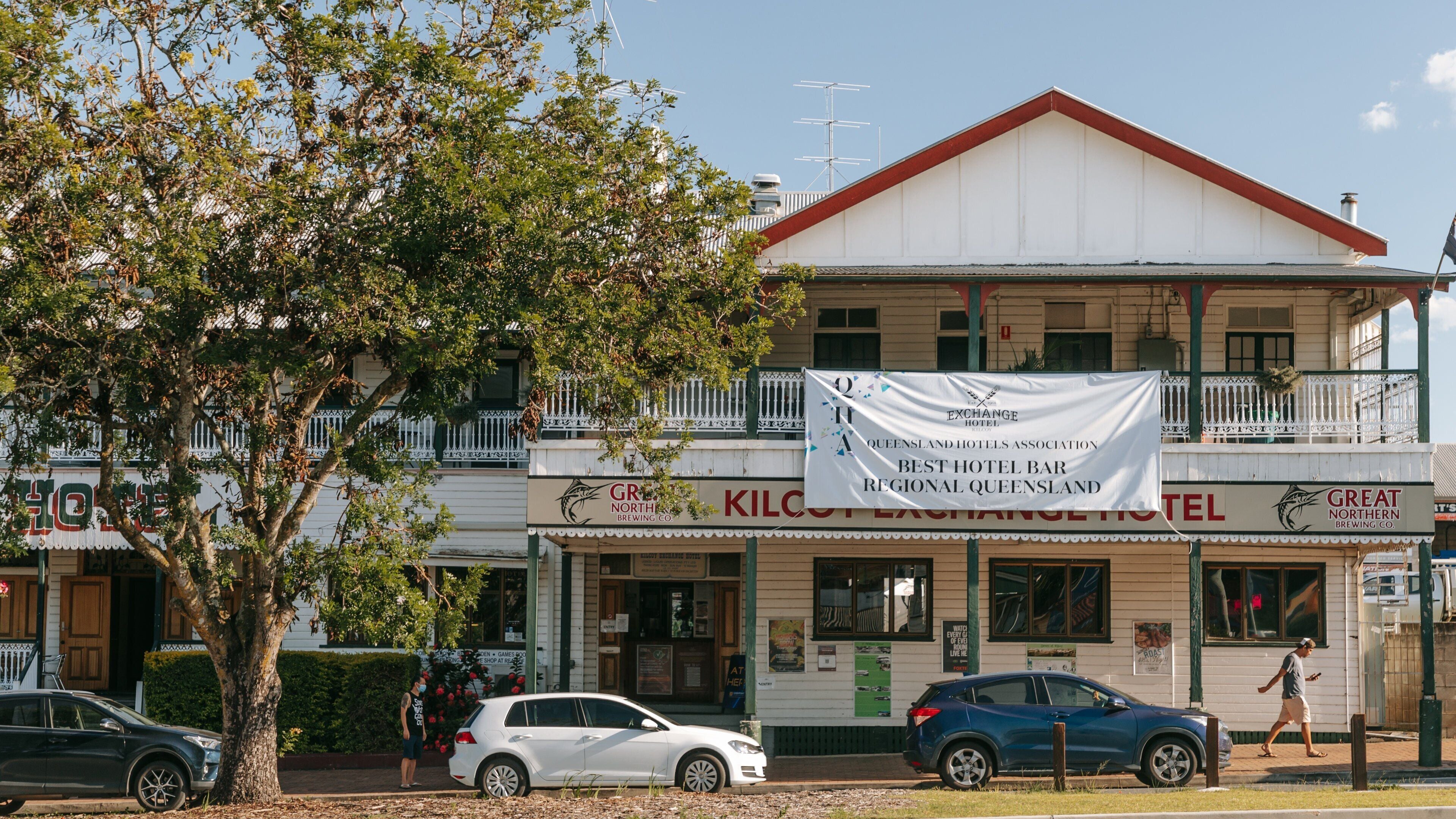 Kilcoy which includes a small town or village and signage