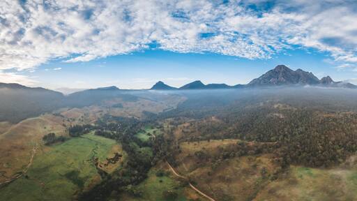 Aerial view of Mount Barney, Queensland Australia