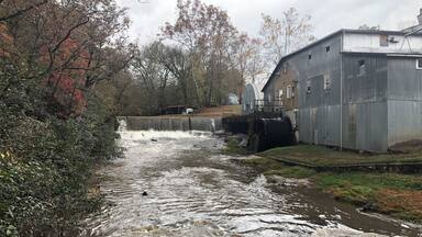 Taken from the wooden suspension bridge that goes over the water. The shop has a lot of cool stuff. Jellies, honey, and baking mixes (some ground right here at the mill). The store only accepts checks or cash! No credit cards!!!! Definitely worth a stop if you are in the area.