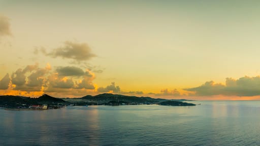 Panorama of Roatan, Honduras at sunrise, beautiful scenic