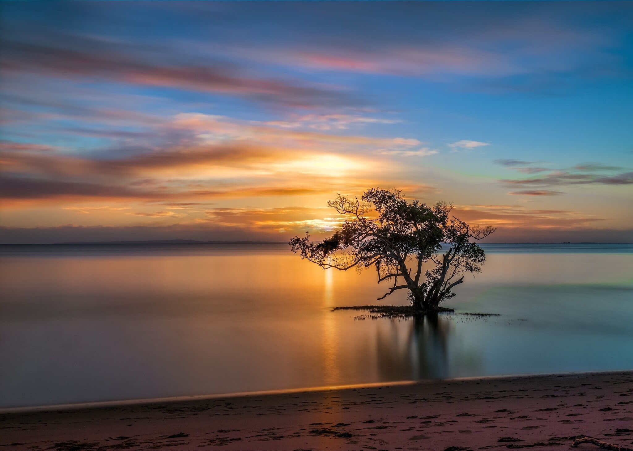 Thought I’d have another shot at the lone tree at Nudgee beach this morning