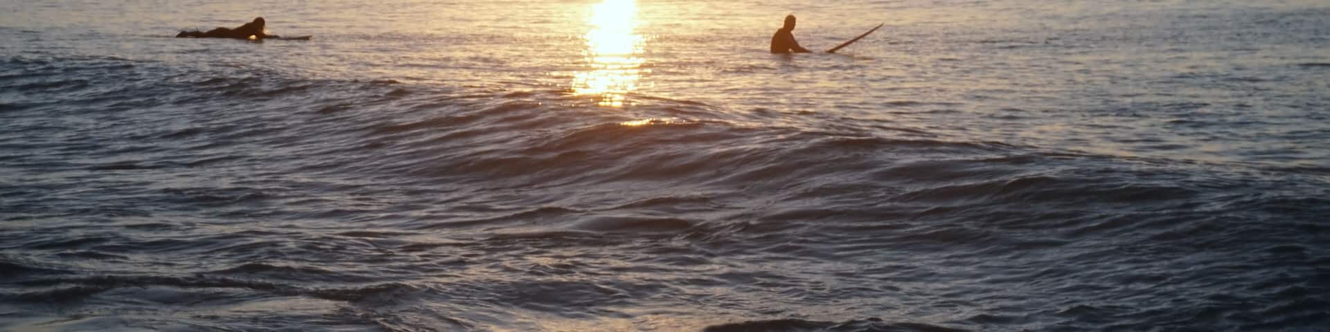 Sunlight reflecting off the water surface on a still evening on the Gold Coast