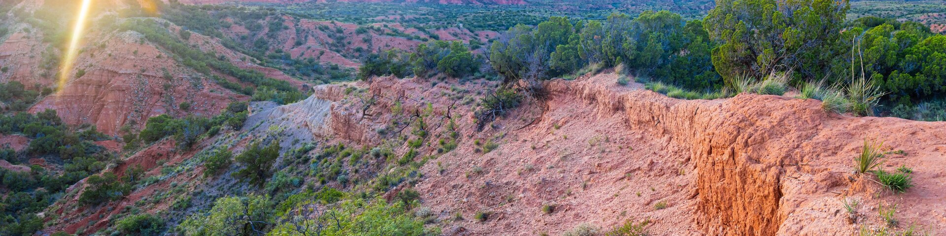 A rugged landscape with a prominent cliff and sparse vegetation.