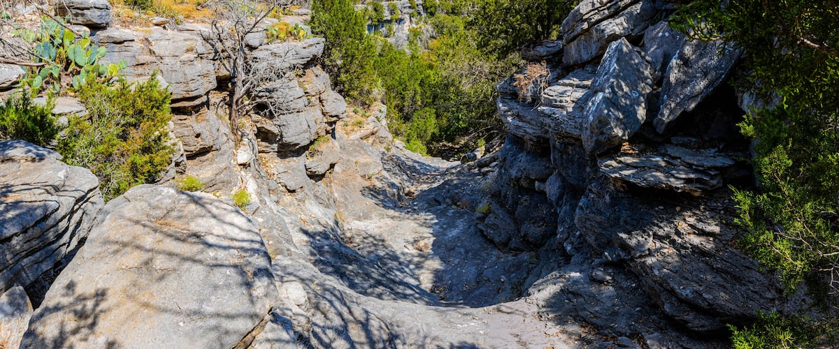 The Limestone Walls of Dogleg Canyon, Colorado Bend State Park, Texas, USA