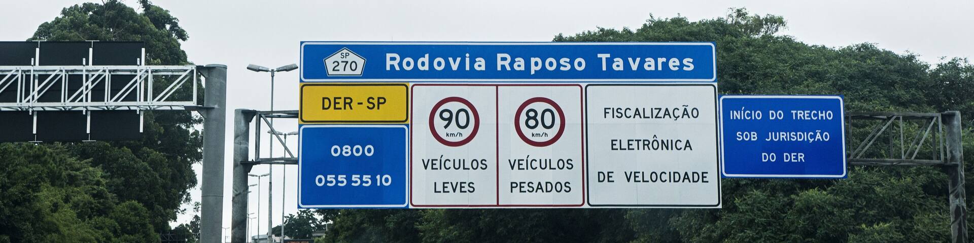 highway sign Raposo Tavares Brazil speed eletronic control warning safety information