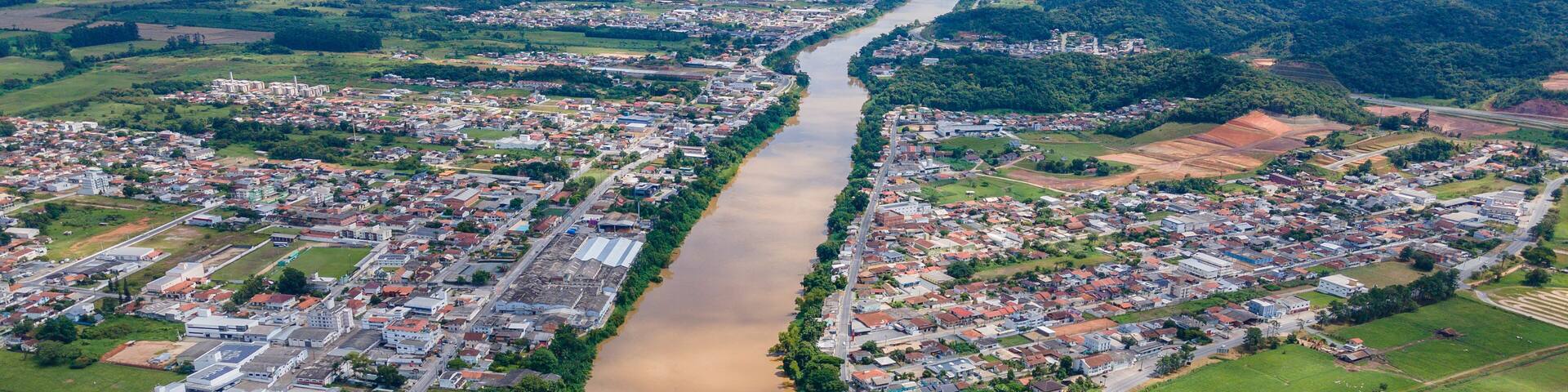 Panoramic aerial image of the city of Gaspar in Santa Catarina