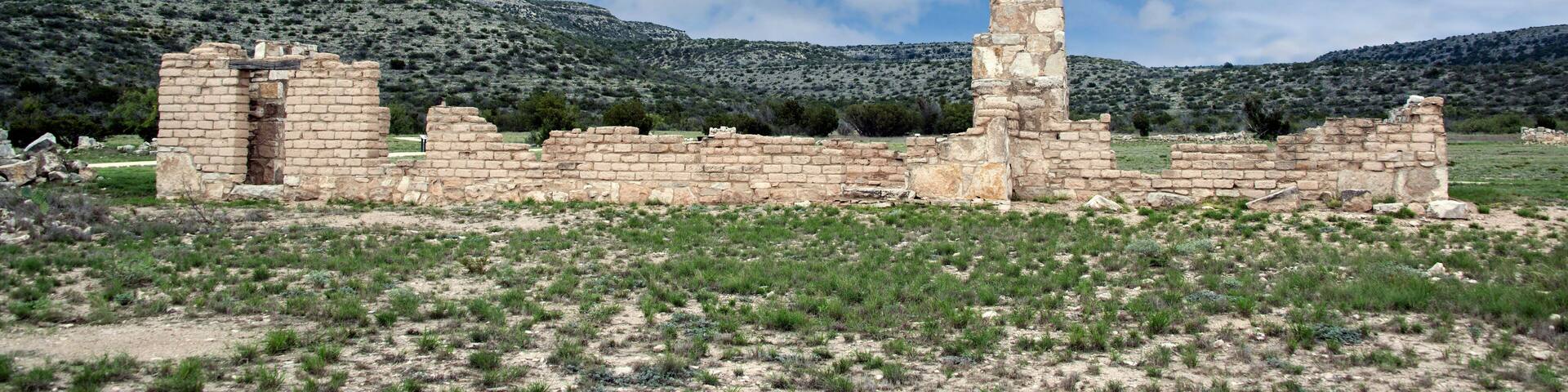 Fort Lancaster State Historic Site, Sheffield, Texas is the historic stone and adobe ruins,barracks and fireplace chimneys of a frontier U.S. Army pioneer post and military fort to protect pioneers