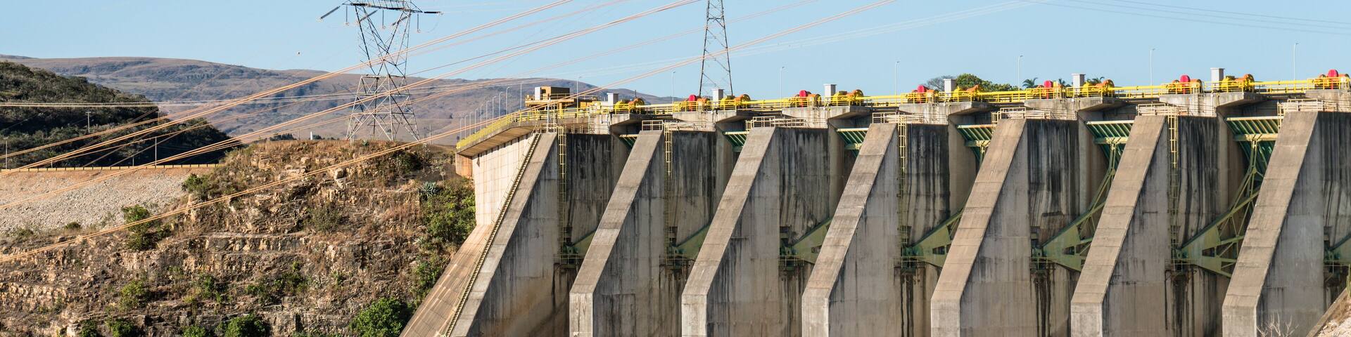 S√£o Jose da Barra, Minas Gerais - Brazil. August, 24th 2019. - "Furnas" hydroelectric plant (Usina de Furnas) dams.