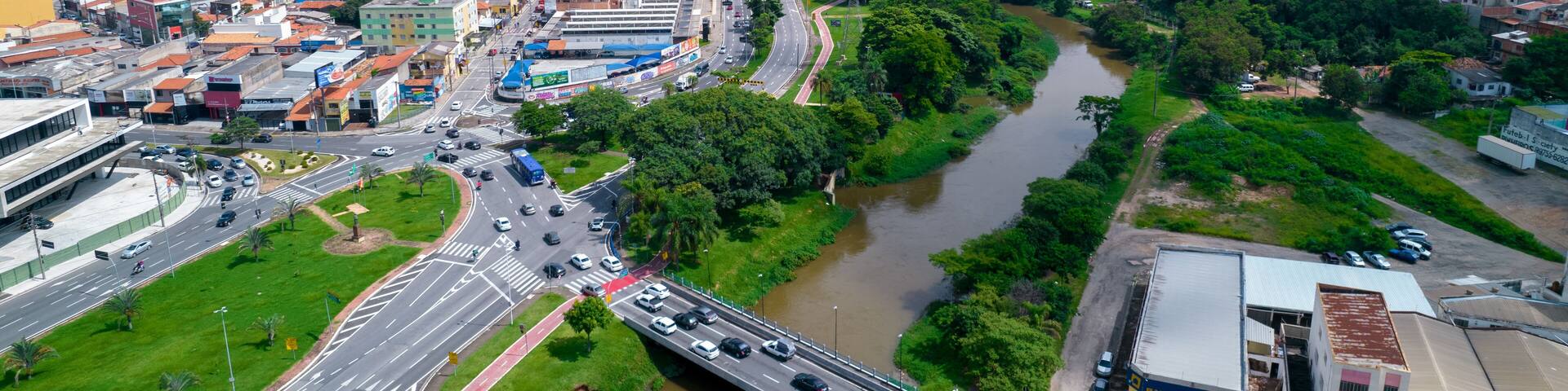 Aerial view of the city of Sorocaba, Brazil. city center
