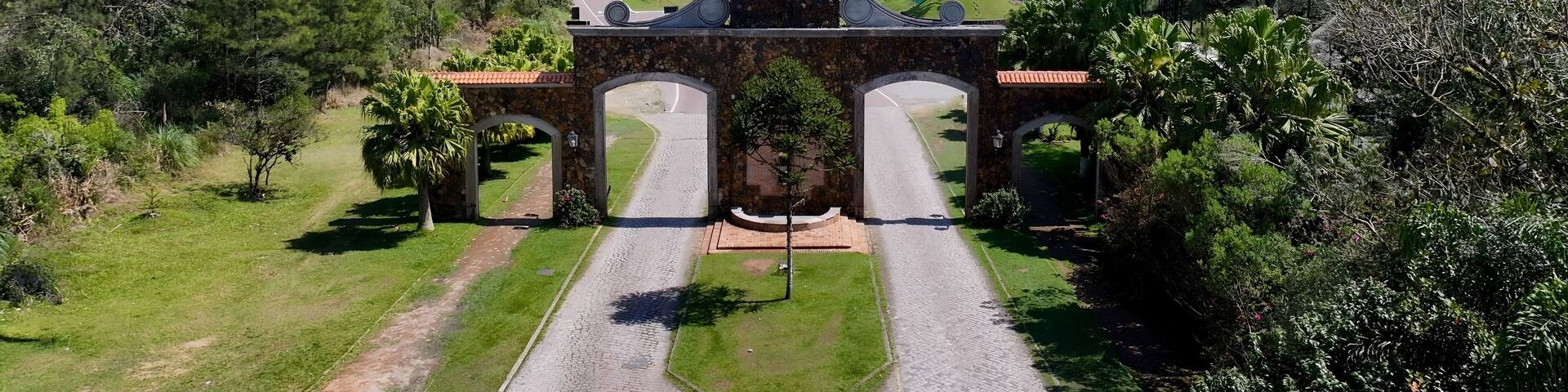 Estrada Da Graciosa In Morretes Parana Brazil. Stunning Landscape Of Highway Road Viewed From Above. Countryside Dramatic Sky Rural Field. Sky Panning Wide. Morretes Parana.