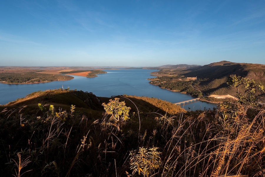 Paisagem visto da montanha do Lago de Furnas, Minas Gerais, Brasil