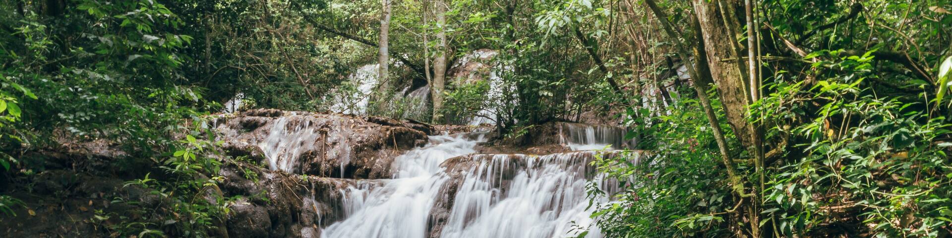 Paradise Cascade at Bonito brazil in Mato Grosso do Sul jungle, Boca da Onça tour