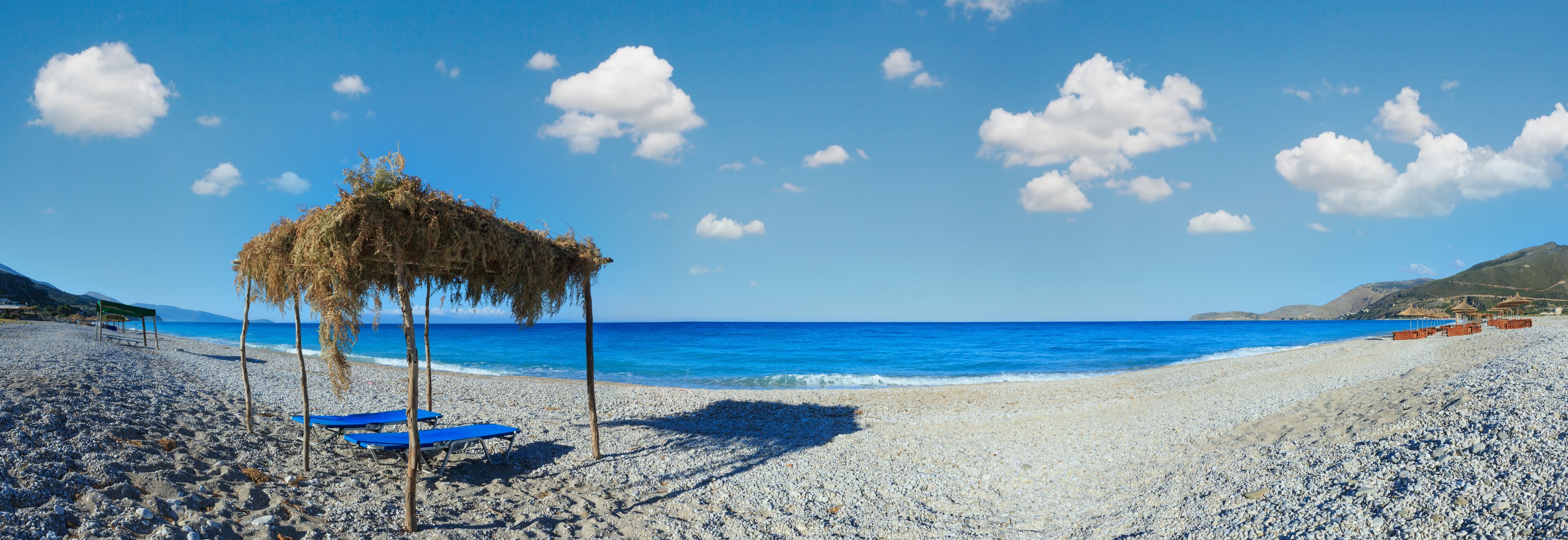 Summer morning beach (Borsh village, Albania).