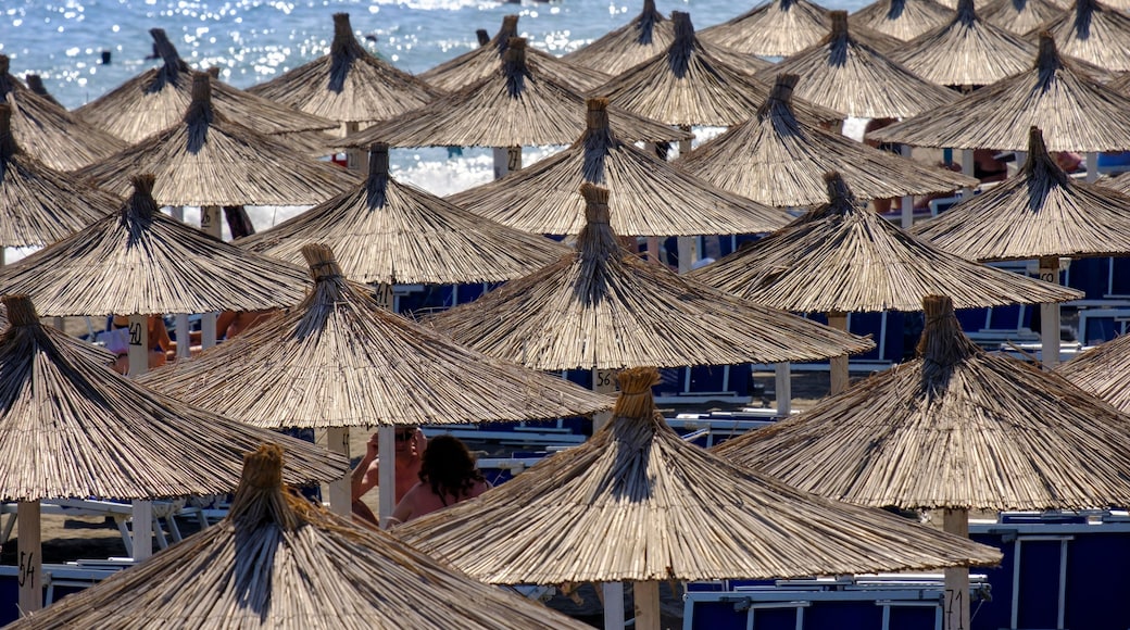 Reed umbrellas, beach in Velipoja, Velipoje, Adriatic Sea, Qark Shkodra, Albania, Europe