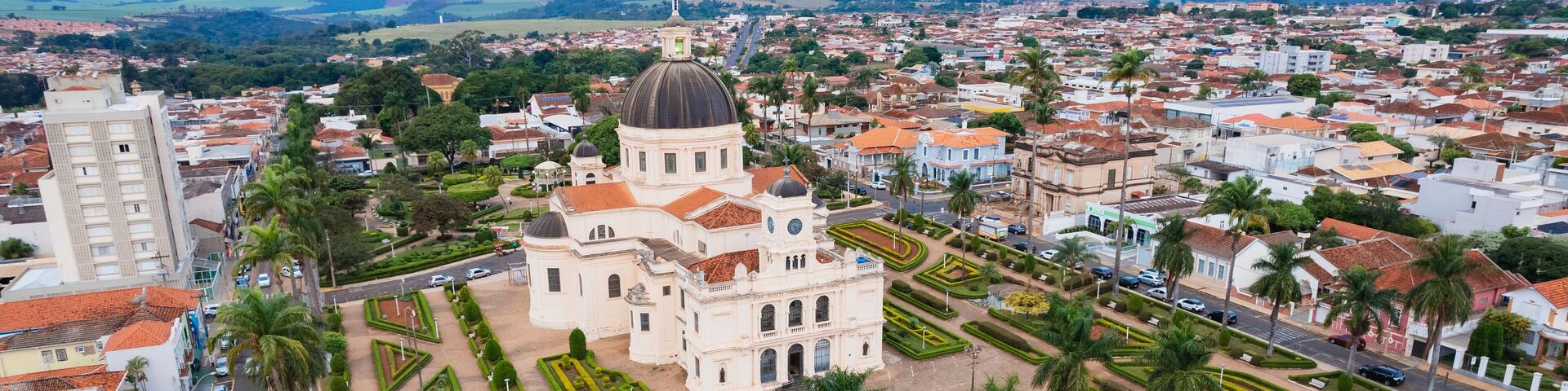 Batatais, Sao Paulo, Brazil - Circa June 2022: Aerial image of Batatais city