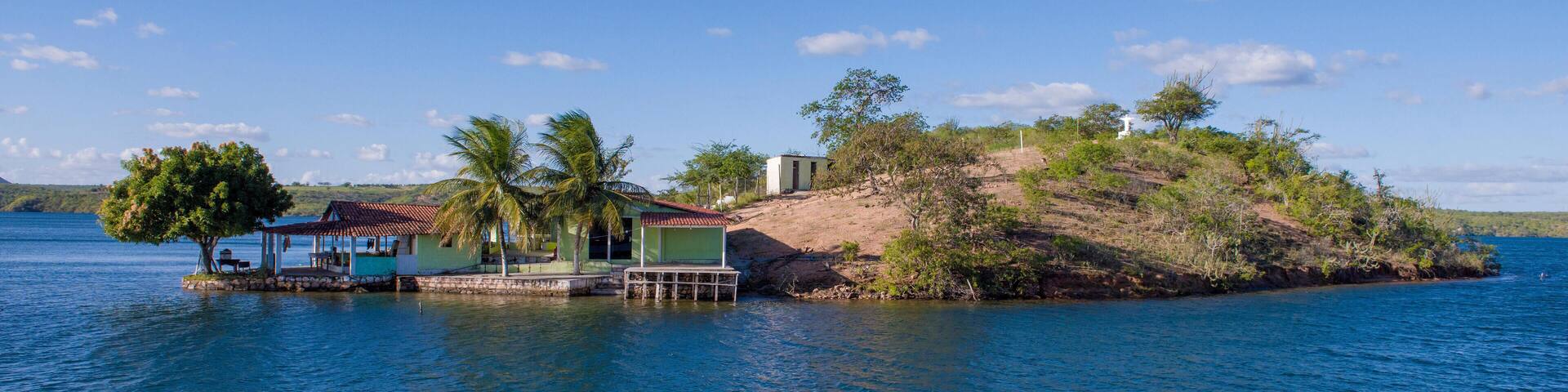 Caninde de Sao Francisco, Sergipe, Brazil - June 26, 2016: Island in the Sao Francisco River or Rio Sao Francisco, a natural Brazilian landmark