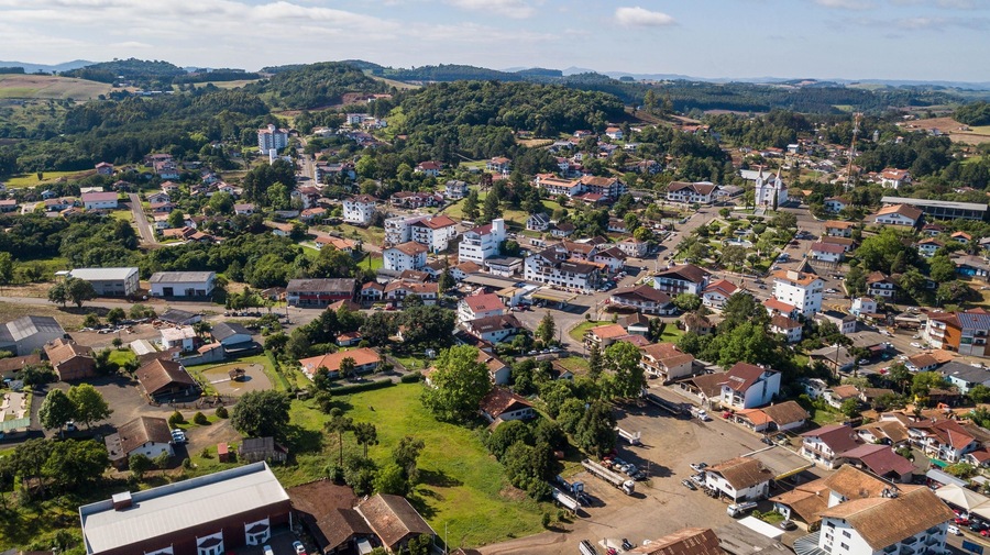 Treze Tílias - SC. Aerial view of Treze Tílias city - Santa Catarina - Brazil