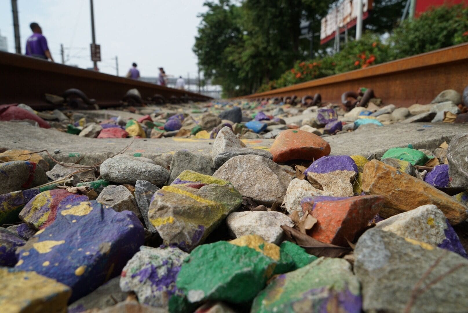 Train station full of color