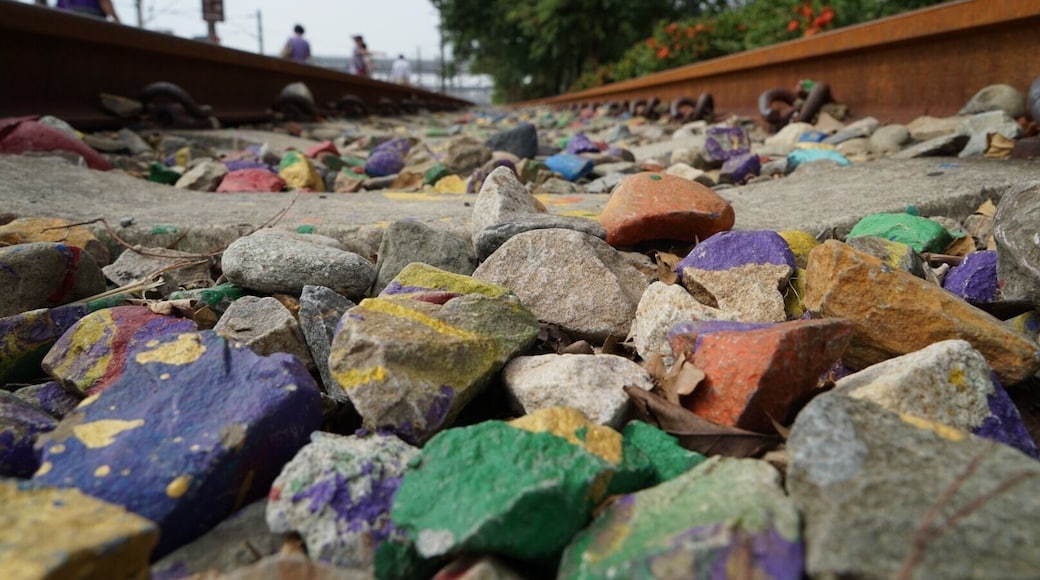 Train station full of color