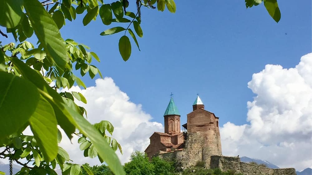 Gremi Citadel-Church in Gremi, on the road between Telavi and Kvareli, some 100 km to the North-East of Tbilisi. The church from the 16th century displays frescos in still good condition. Whole site quite impressive with a spectacular view over the wine- growing plains of Kakheti, Georgia