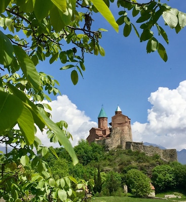 Gremi Citadel-Church in Gremi, on the road between Telavi and Kvareli, some 100 km to the North-East of Tbilisi. The church from the 16th century displays frescos in still good condition. Whole site quite impressive with a spectacular view over the wine- growing plains of Kakheti, Georgia