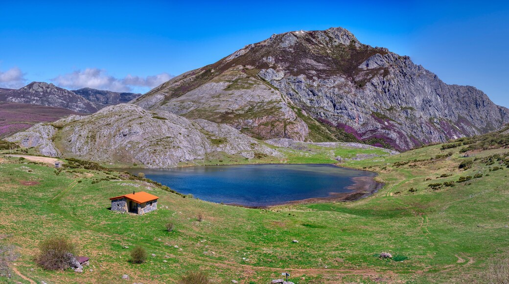 View of Lake Isoba in spring in Puerto de San Isidro. Castilla y Leon, Spain.