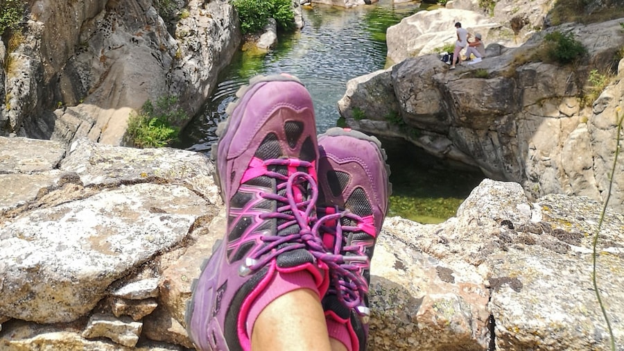 On the scary D84 from Porto to Corte in Corsica.. So many options for a dip in the cold water #nature