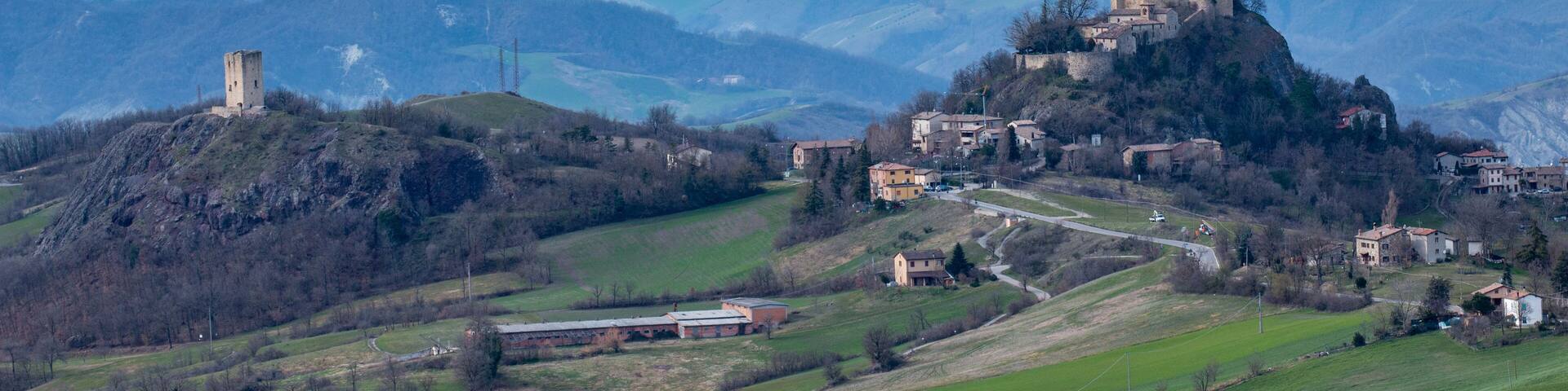 park of canossa and rossena hill of reggio emilia with castles and historical centers built by matilde di canossa