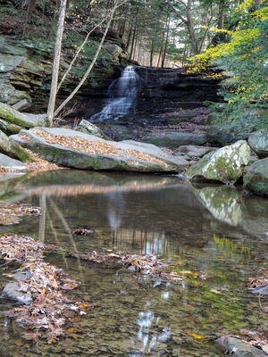 Honey Run Park would probably be considered a pocket park by a rural scale.
Honey Run is a park named after a waterfall named after a creek.
Honey Run Falls is a 20 ft tall waterfall that empties into the nearby Kokosing River. The flow over the falls varies greatly throughout the seasons.
The park also has a loop trail located across the road from the falls.
#Trovember