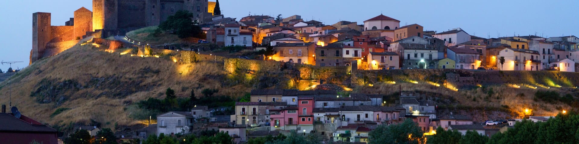 VIew of Melfi, Basilicata, by night