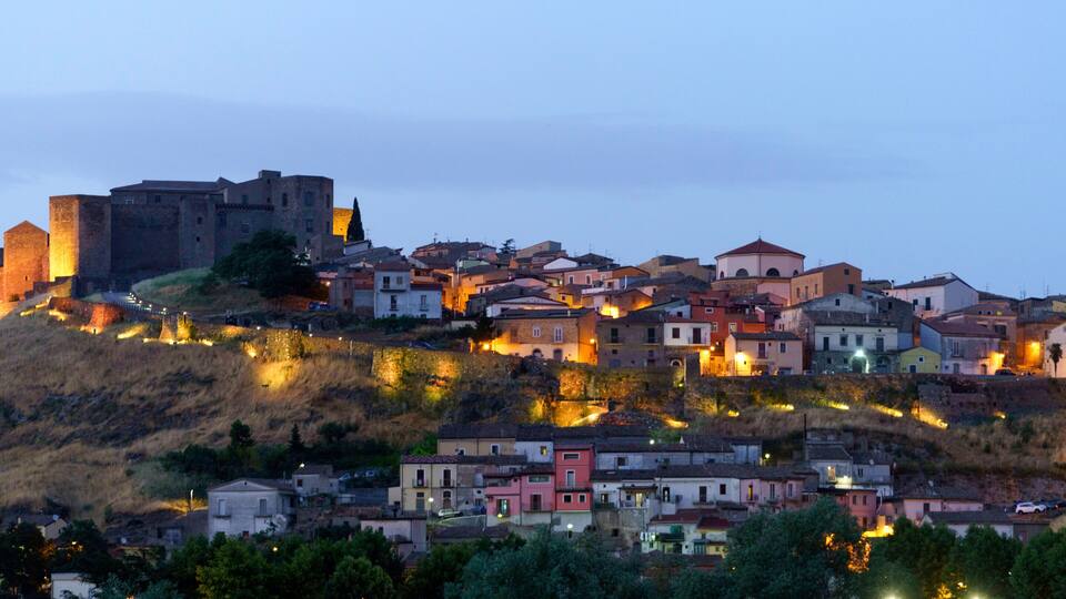 VIew of Melfi, Basilicata, by night