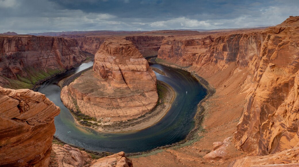 Horshoe Bend on the Colorado River near Paige Arizona. Panormaic view of the bend and river