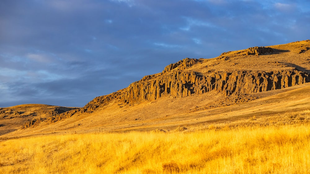Late afternoon sun on rock outcropping near Mountain Home