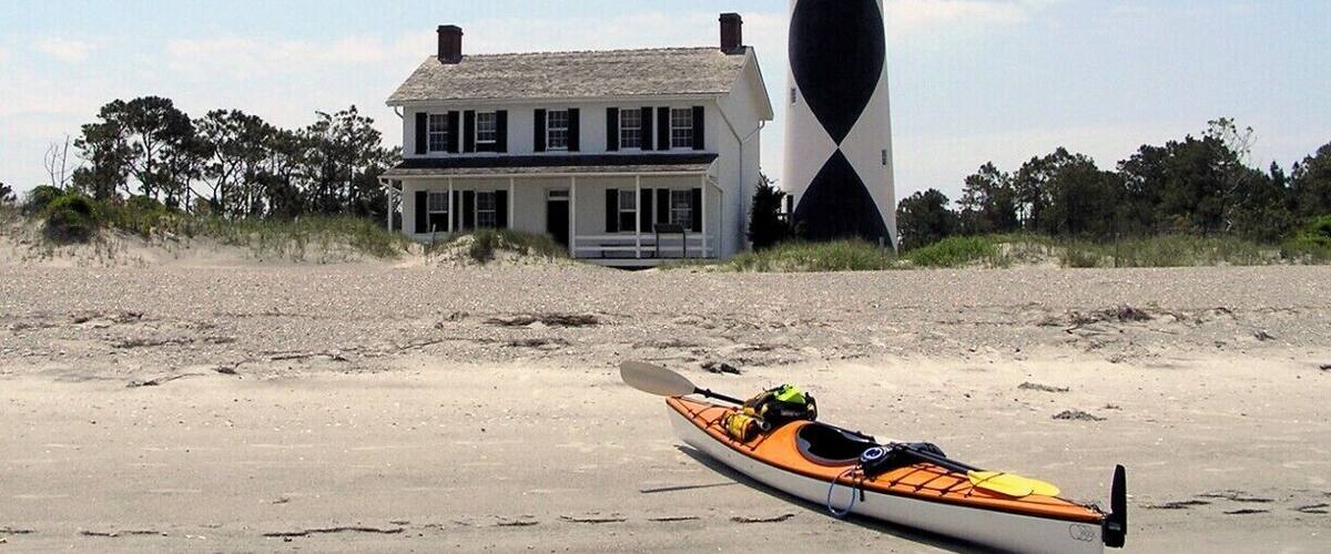 The Cape Lookout Lighthouse, off the coast of North Carolina, and only accessible by boat. I chose to kayak there on a beautiful day, departing from Harker's Island for the 3-4 mile journey.