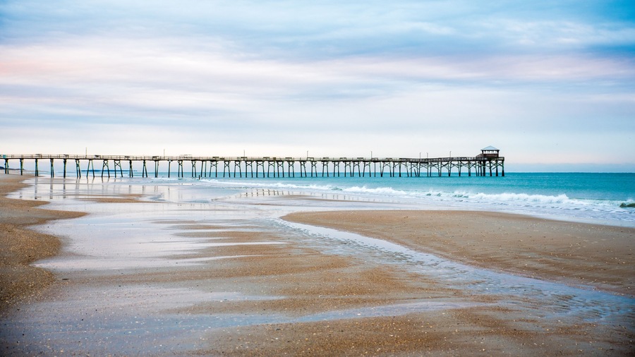 Sunrise at the Atlantic Beach Pier on Emerald Isle