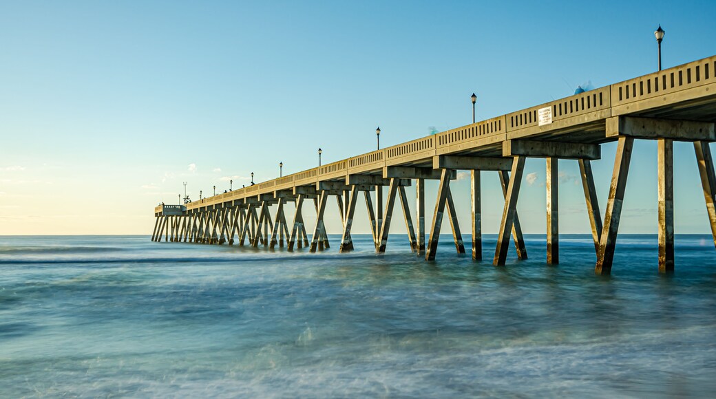 Johnnie Mercers Fishing Pier at sunrise in Wrightsville Beach east of Wilmington,North Carolina,United State.