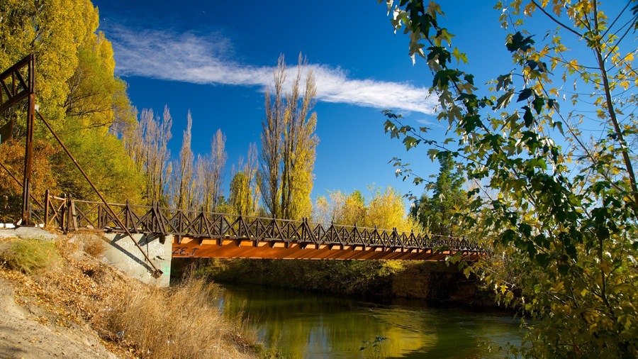 Puerto Madryn showing a river or creek and a bridge