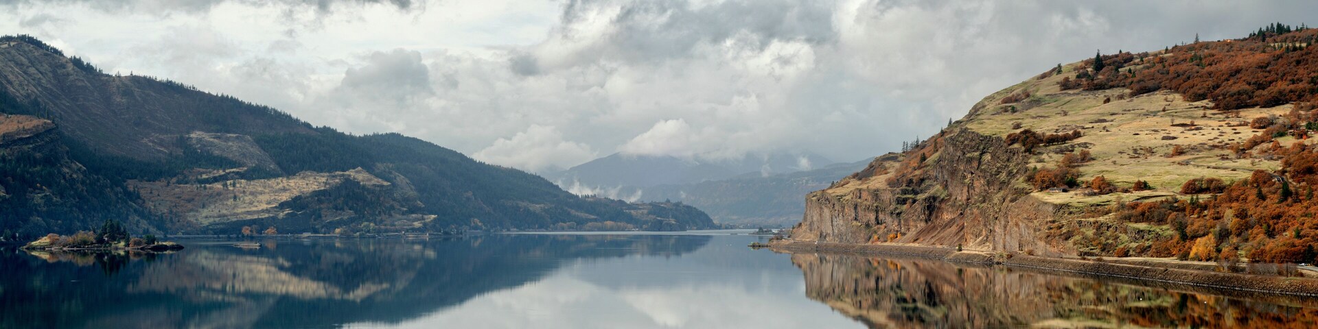 The Bingen Gap on the Columbia River at Mosier, Oregon, Taken in Autumn