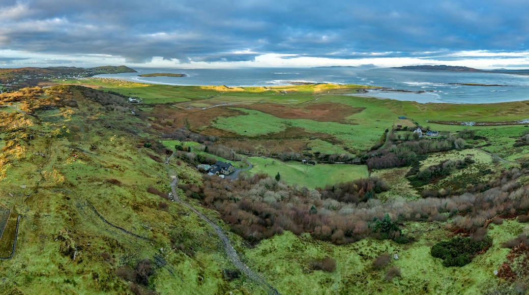 Aerial view of Castlegoland hill by Portnoo - County Donegal, Ireland.
