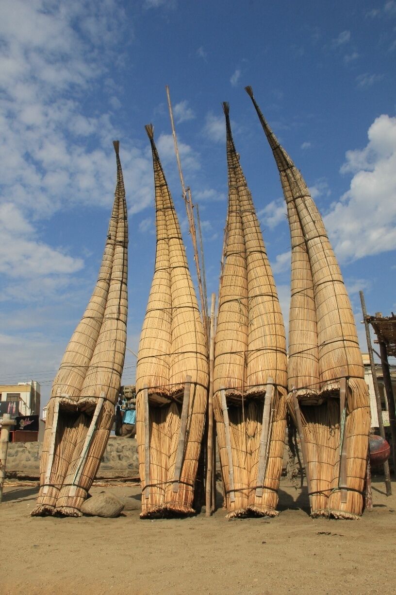 Although this once tranquil fishing hamlet is now a popular destination on Peru&#x27;s &#x27;Gringo Trail&#x27;, it has clung proudly to its fishing roots.  These narrow boats, made from the same reeds used by the Uros in the Lake Titicaca region, are still in use today.

They&#x27;re known as &#x27;Caballitos de Tortora&#x27;, meaning &quot;little horses&quot; because of the way they are &#x27;ridden&#x27; by the fishermen who use them.

If you wake up early enough (and I mean early; these fishermen are already casting their bait before the sun rises) you can witness an age old tradition in practice.

Read more about Huanchaco here:
http://galloparoundtheglobe.com/huanchaco/