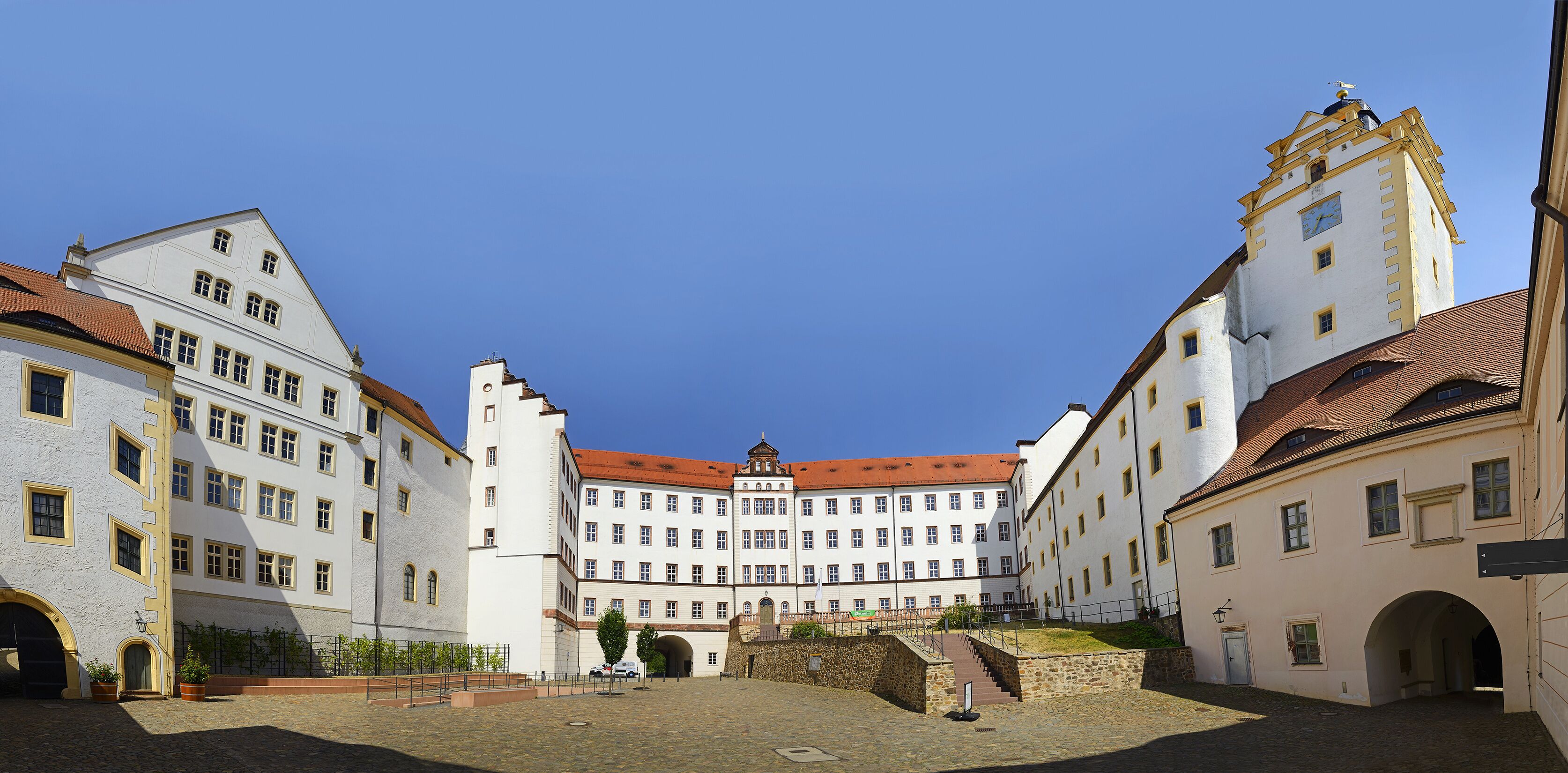 Colditz Castle, castle courtyard. The famous World War II prison, Saxony, East Germany