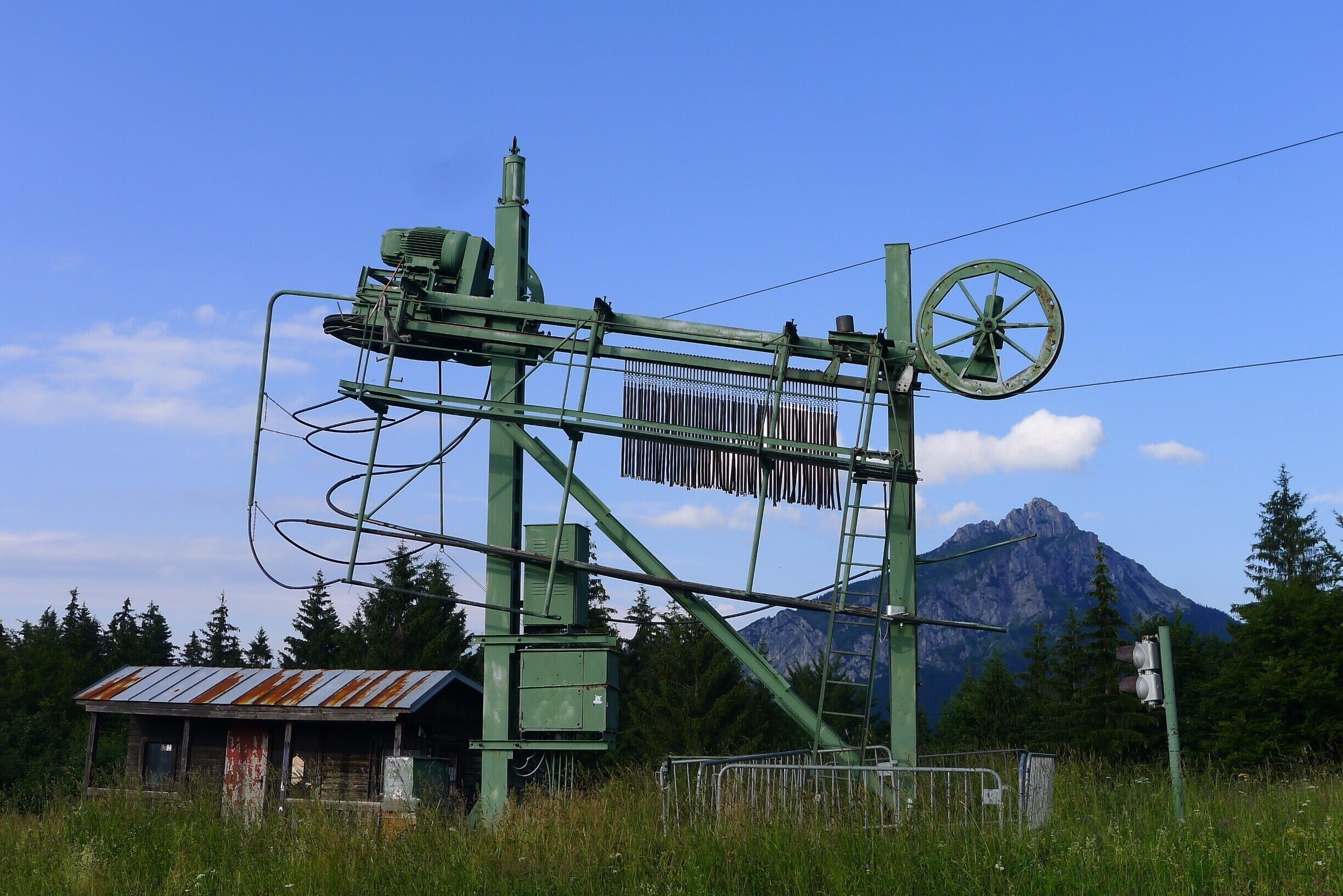 Original chair lifts from even before Communist times still stand throughout the mountains and ski areas of Central Europe. Here is an old lift near the ski area of Vratna Dolina in the Mala Fatra Mountains of Slovakia which shows its age but still delivers to the top of the hill each winter.