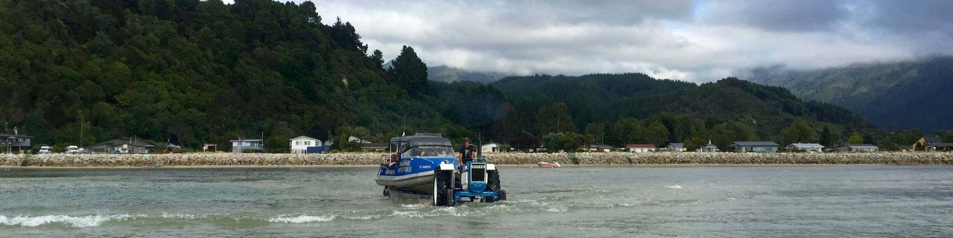 Here is the aqua taxi that takes you into the park... And the tractor physically goes into the water too to drop the boat off - crazy!!