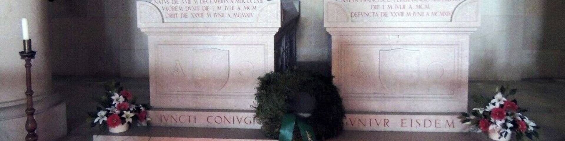The tombs of Archduke Franz Ferdinand and Duchess Sophie Hohenberg are part of a small chapel in the basement level of Austria's Artstetten Castle. History buffs may recall the assassination of the Archduke and his wife Sophie in 1914 during a visit to Serejavo. The assassination, often referred to as "the shot heard round the world," precipitated the Great War, now referred to as World War I. Check out the link included for pictures and more info of this must see visit to Artstetten Castle. http://www.aplacecalledroam.com/home/artstetton-castle-lower-austria-top-ten-photos.