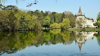 Laxenburg castles are imperial palaces and castles outside Vienna, in the town of Laxenburg, Lower Austria. The castles became a Habsburg possession in 1333 and formerly served as a summer retreat, along with Schönbrunn palace, for the imperial Habsburg dynasty. Blauer Hof Palace was the birthplace of some members of the royal family, including Crown Prince Rudolf.