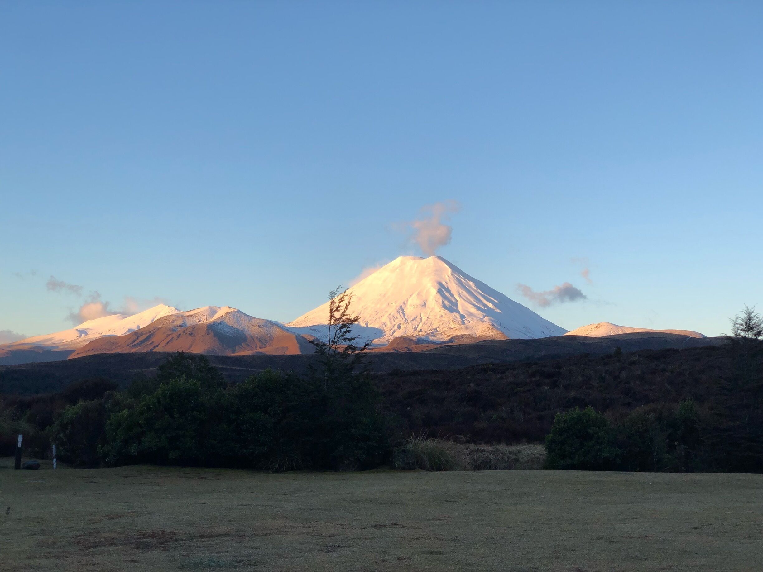 Looking towards Mt Ngauruhoe from the front of Chateau Tongariro