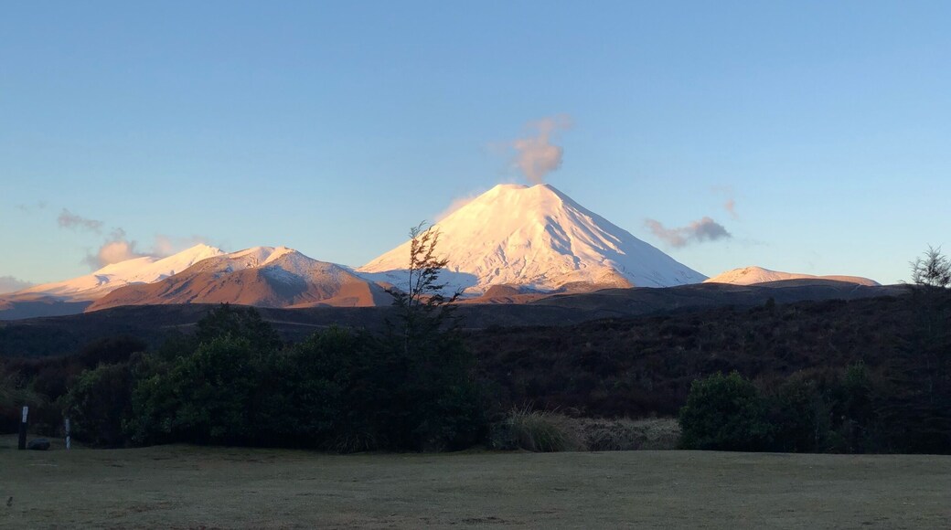 Looking towards Mt Ngauruhoe from the front of Chateau Tongariro