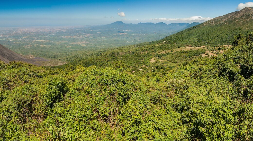Izalco volcano on the left side, part of Santa Ana volcano on the right side, El Salvador