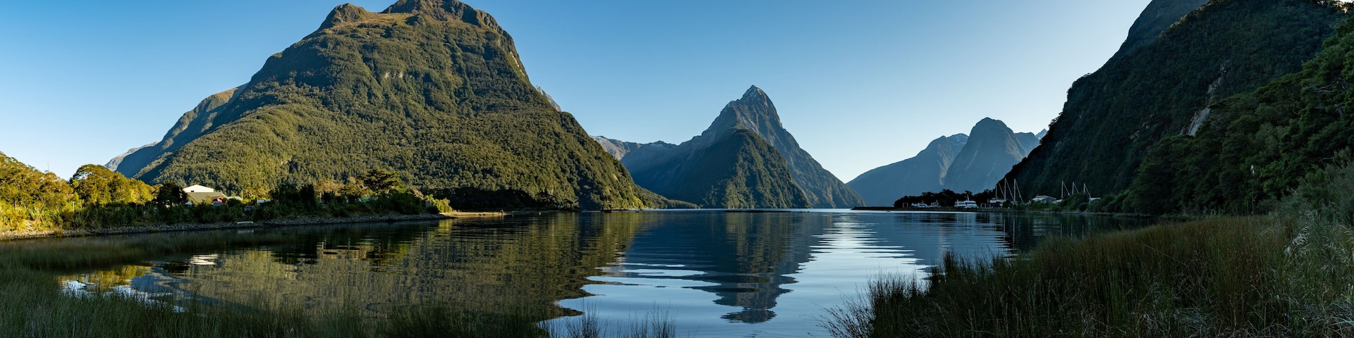 Milford Sound in Fiordland National Park in south island,New Zealand during sunset.